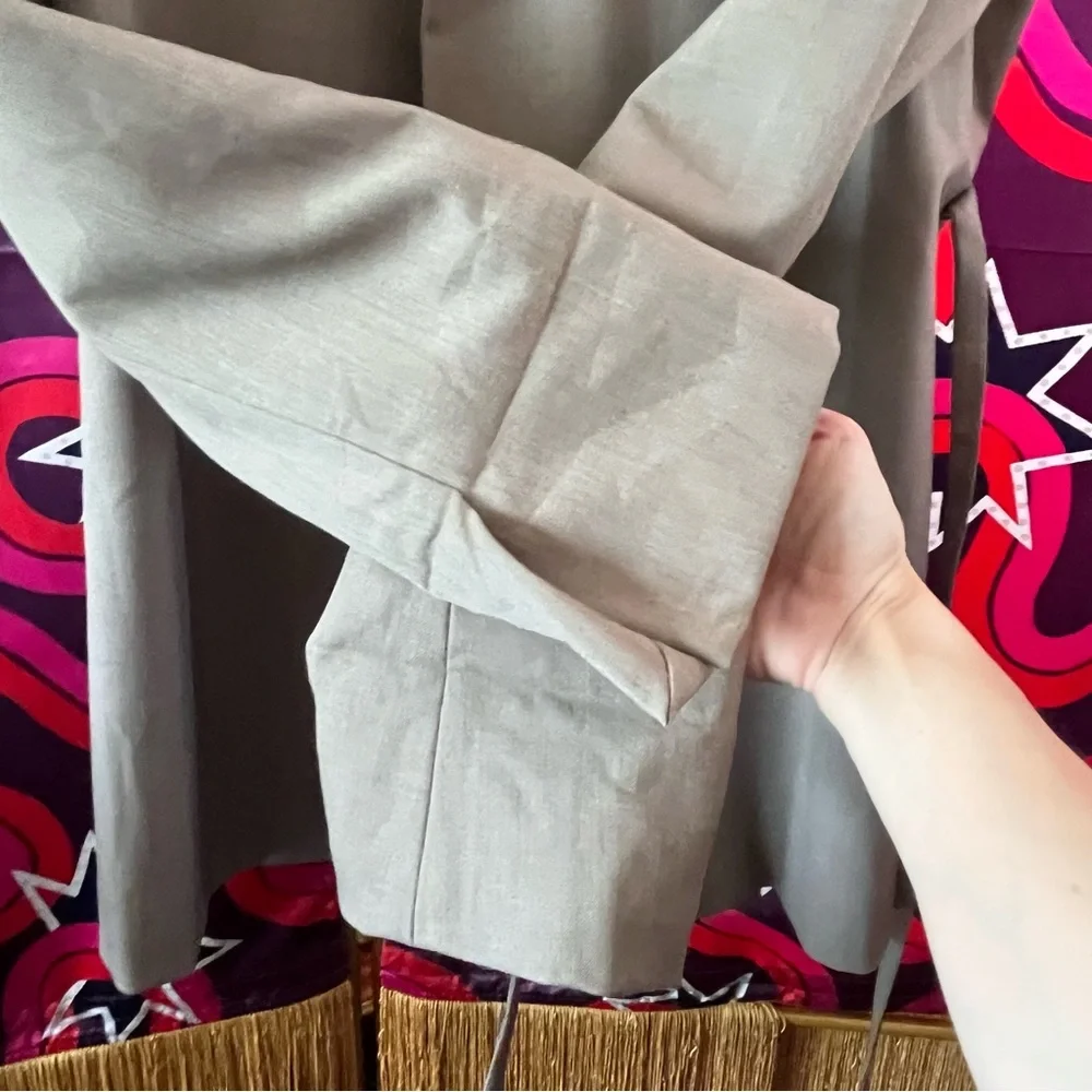 Chloe Wool Twill Jacket Side Tie Blazer Grey France Embroidered Belted Belt Rare - Picture 8 of 15